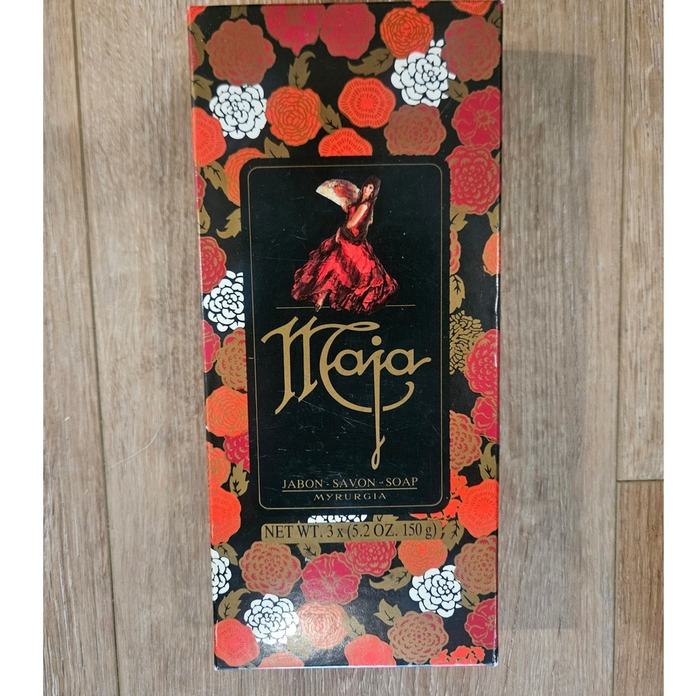 Maja Myrurgia Bar Soap Set Women 3x5.2oz Black Red New Spanish‎ Floral Fragrance